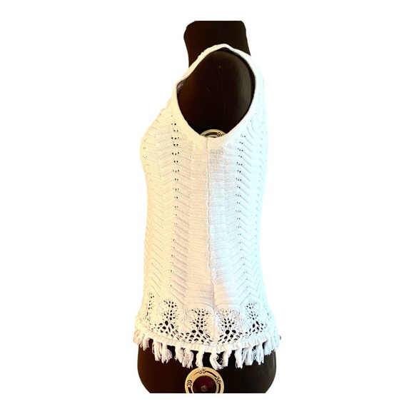 Lilly Pulitzer Brooklyn Sweater tank white fringe cutouts sleeveless cro… - Picture 3 of 10
